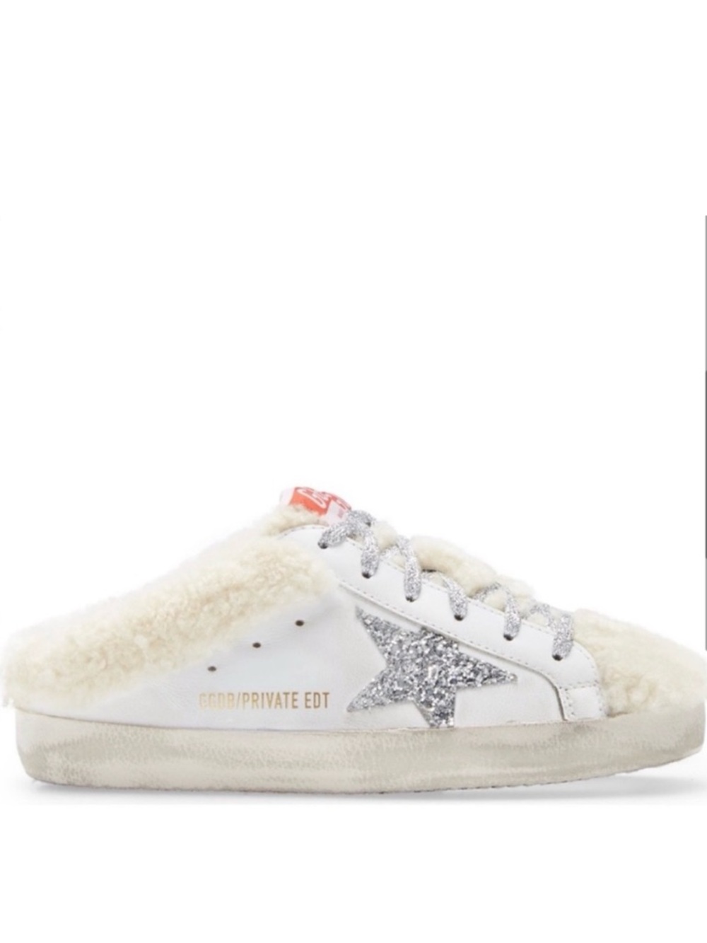 GOLDEN GOOSE SUPER-STAR Shearling-Trim Slip-On Sabot Sneakers Glitter Star - Picture 2 of 11